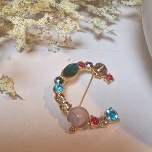 Nwot Letter C Initial Name letter Jeweled Multicolor Brooch Personalized Gift